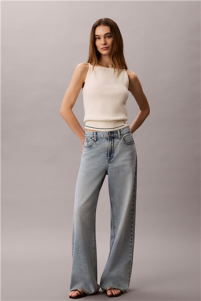 Calvin Klein Sl Slim Woven Label Kadın Triko