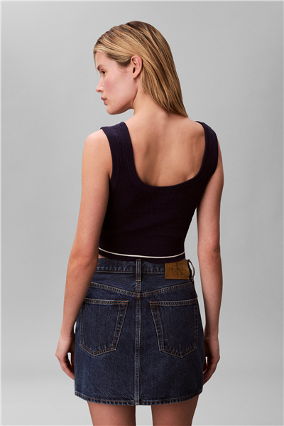 Calvin Klein Sl Woven Label Cable Kadın Triko