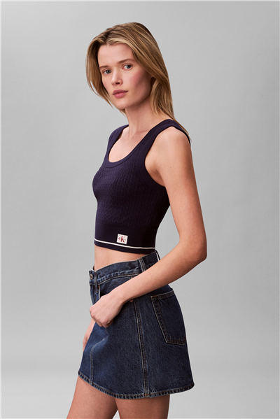 Calvin Klein Sl Woven Label Cable Kadın Triko