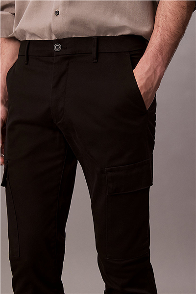 Calvin Klein Slim Cotton Stretch Cargo Erkek Kargo Pantolon Siyah