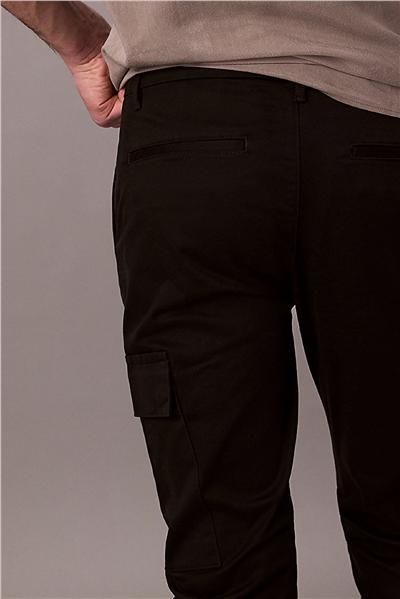 Calvin Klein Slim Cotton Stretch Cargo Erkek Kargo Pantolon Siyah