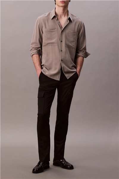 Calvin Klein Slim Cotton Stretch Cargo Erkek Kargo Pantolon Siyah