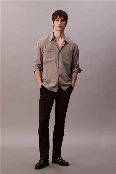 Calvin Klein Slim Cotton Stretch Cargo Erkek Kargo Pantolon Siyah