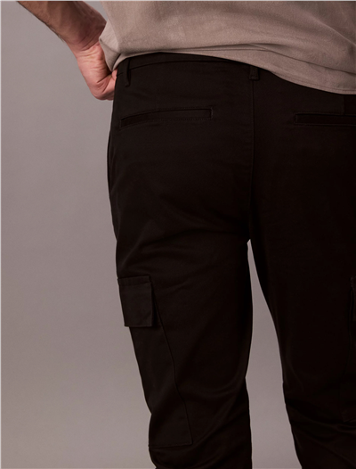 Calvin Klein Slim Cotton Stretch Cargo Erkek Kargo Pantolon Siyah