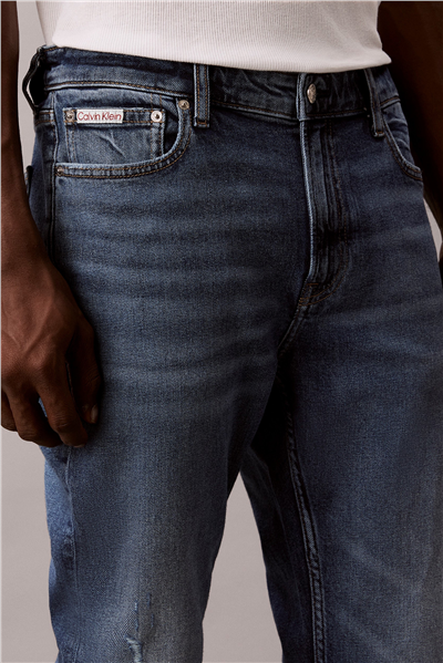 Calvin Klein Slim Taper Faded Ck Blue Lt Wt J Erkek Jean Pantolon