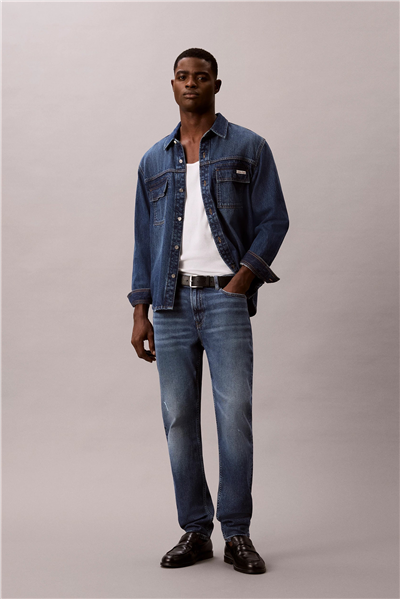 Calvin Klein Slim Taper Faded Ck Blue Lt Wt J Erkek Jean Pantolon