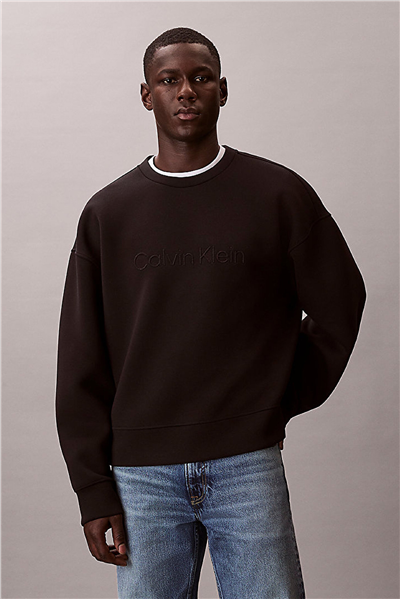 Calvin Klein Spacer Crewneck Erkek Bisiklet Yaka Sweatshirt Siyah