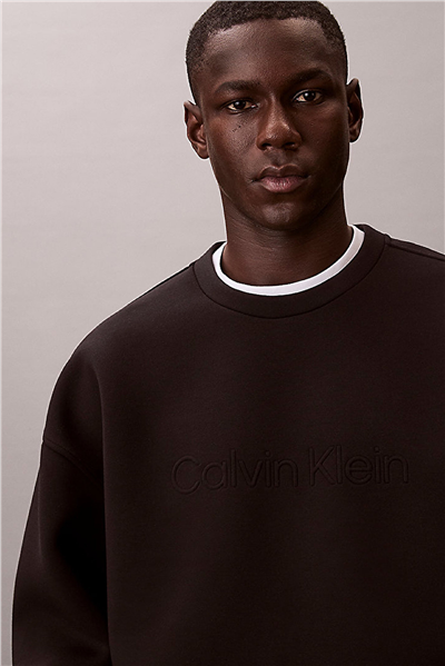 Calvin Klein Spacer Crewneck Erkek Bisiklet Yaka Sweatshirt Siyah