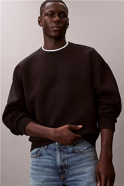 Calvin Klein Spacer Crewneck Erkek Bisiklet Yaka Sweatshirt Siyah