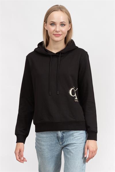 Calvin Klein Sprayed Monogram Regular Hoodie Kadın Kapüşonlu Sweatshirt