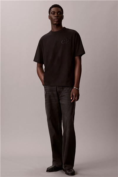 Calvin Klein Ss 16S Aug Calvin Kln Trvl Graph Erkek Bisiklet Yaka T-Shirt Siyah