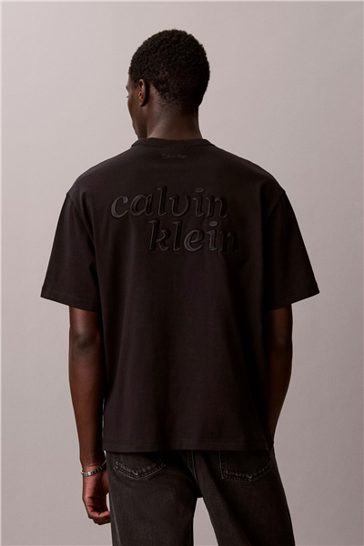Calvin Klein Ss 16S Aug Calvin Kln Trvl Graph Erkek Bisiklet Yaka T-Shirt Siyah
