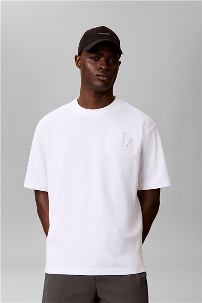 Calvin Klein Ss 16S Aug Calvin Kln Trvl Graph Erkek Bisiklet Yaka T-Shirt Beyaz