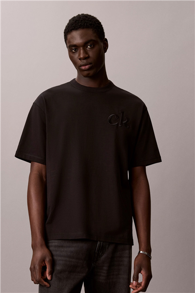 Calvin Klein Ss 16S Aug Calvin Kln Trvl Graph Erkek Bisiklet Yaka T-Shirt Siyah