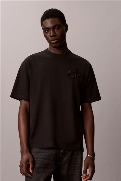 Calvin Klein Ss 16S Aug Calvin Kln Trvl Graph Erkek Bisiklet Yaka T-Shirt Siyah