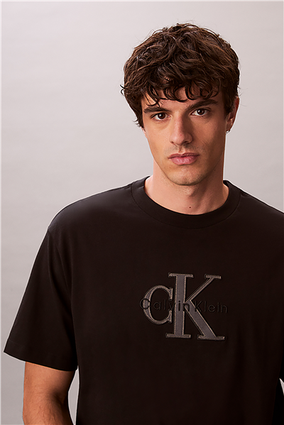 Calvin Klein Ss 16S Elevated Mono Erkek Bisiklet Yaka T-Shirt