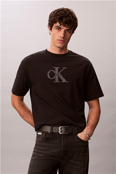 Calvin Klein Ss 16S Elevated Mono Erkek Bisiklet Yaka T-Shirt