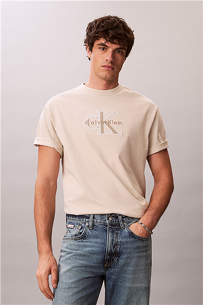 Calvin Klein Ss 16S Elevated Mono Erkek Bisiklet Yaka T-Shirt