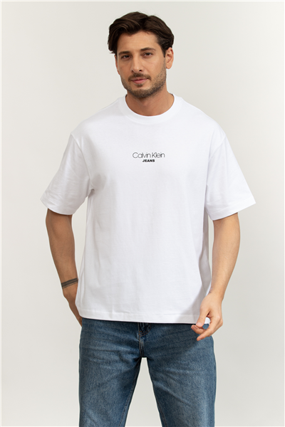 Calvin Klein SS 16S Rlxd Fit CKJ Graphic Tee Erkek Bisiklet Yaka T-Shirt