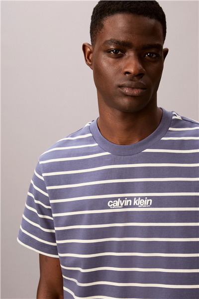 Calvin Klein Ss 16S Stripe Easy Logo Tee Erkek Bisiklet Yaka T-Shirt Kırmızı