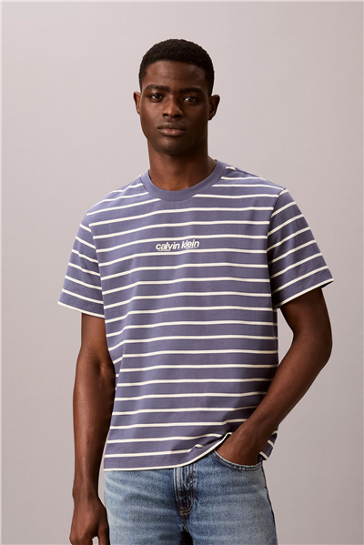 Calvin Klein Ss 16S Stripe Easy Logo Tee Erkek Bisiklet Yaka T-Shirt Kırmızı