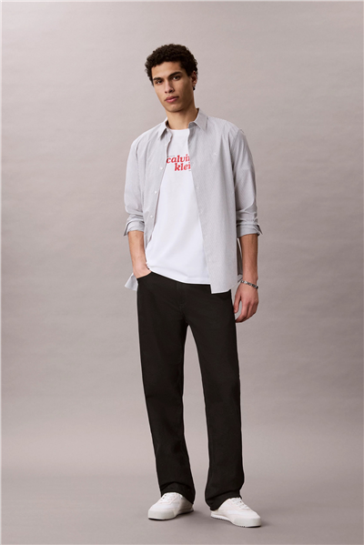 Calvin Klein Ss 20S Calvinklein Trvl Font Gra Erkek Bisiklet Yaka T-Shirt Beyaz