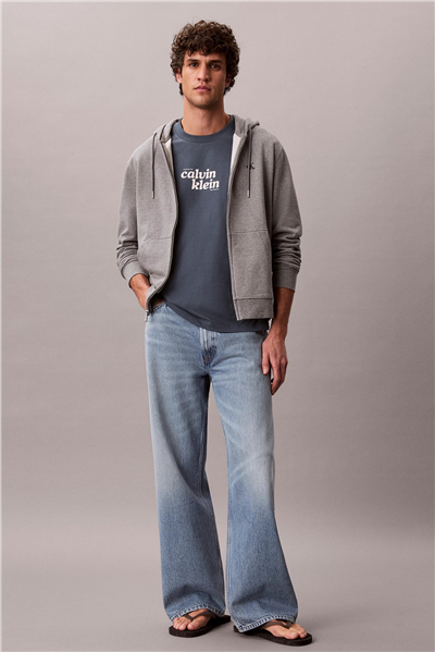 Calvin Klein Ss 20S Calvinklein Trvl Font Gra Erkek Bisiklet Yaka T-Shirt