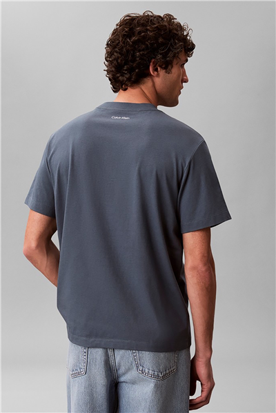 Calvin Klein Ss 20S Calvinklein Trvl Font Gra Erkek Bisiklet Yaka T-Shirt