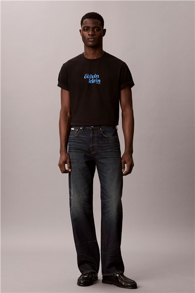 Calvin Klein Ss 20S Calvinklein Trvl Font Gra Erkek Bisiklet Yaka T-Shirt Siyah