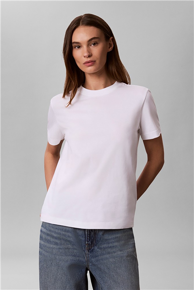 Calvin Klein Ss 20S Classic Seasonal Logo Tee Kadın Bisiklet Yaka T-Shirt Beyaz