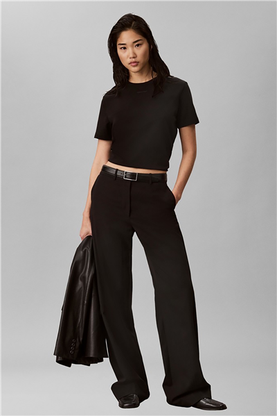 Calvin Klein Ss 20S Classic Seasonal Logo Tee Kadın Bisiklet Yaka T-Shirt Siyah
