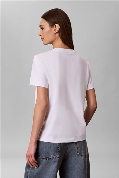 Calvin Klein Ss 20S Classic Seasonal Logo Tee Kadın Bisiklet Yaka T-Shirt Beyaz