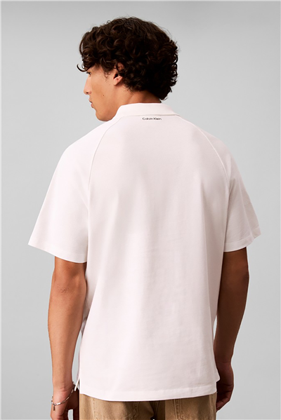 Calvin Klein Ss 20S Clsc Logo Tape Polo Erkek Polo Yaka T-Shirt Beyaz