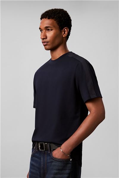 Calvin Klein Ss 20S Easy Clsc Tape Tee Erkek Bisiklet Yaka T-Shirt Lacivert