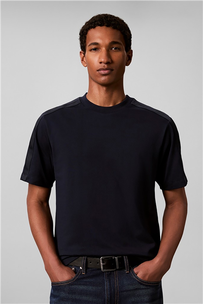 Calvin Klein Ss 20S Easy Clsc Tape Tee Erkek Bisiklet Yaka T-Shirt Lacivert