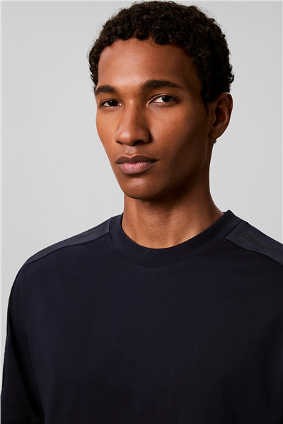 Calvin Klein Ss 20S Easy Clsc Tape Tee Erkek Bisiklet Yaka T-Shirt Lacivert