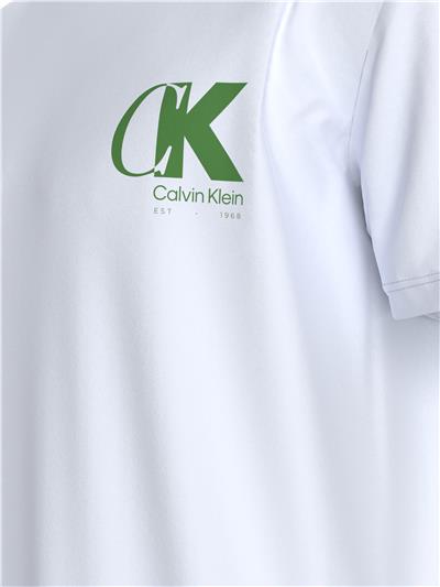 Calvin Klein Ss 20S Eu Ck Overlap Graphic Tee Erkek Bisiklet Yaka T-Shirt