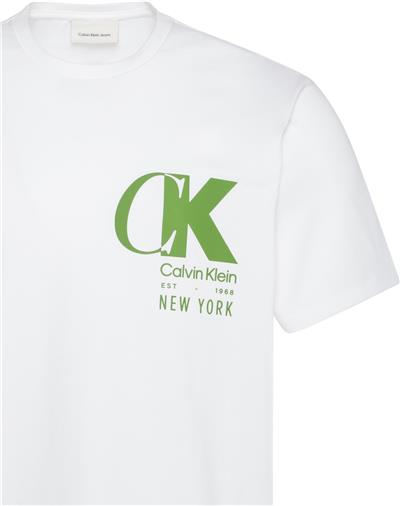 Calvin Klein Ss 20S Eu Ck Overlap Graphic Tee Erkek Bisiklet Yaka T-Shirt
