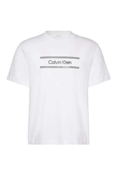 Calvin Klein Ss 20S Eu Spw Stndrd Graphic Tee Erkek Bisiklet Yaka T-Shirt Beyaz