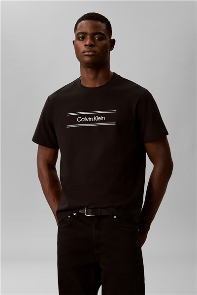 Calvin Klein Ss 20S Eu Spw Stndrd Graphic Tee Erkek Bisiklet Yaka T-Shirt Siyah