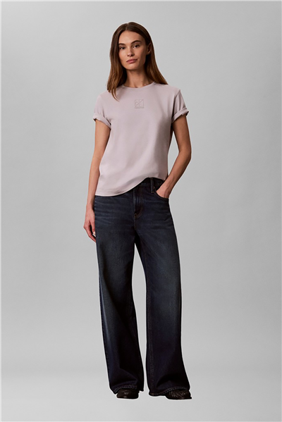 Calvin Klein Ss 20S Jersey Emblem Crew Tee Kadın Bisiklet Yaka T-Shirt