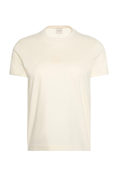 Calvin Klein Ss 20S Jersey Emblem Crew Tee Kadın Bisiklet Yaka T-Shirt Beyaz