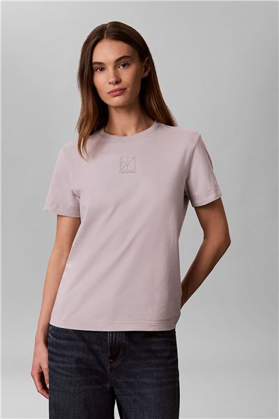 Calvin Klein Ss 20S Jersey Emblem Crew Tee Kadın Bisiklet Yaka T-Shirt