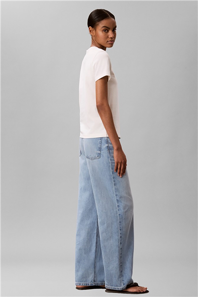 Calvin Klein Ss 20S Jersey Emblem Crew Tee Kadın Bisiklet Yaka T-Shirt Beyaz