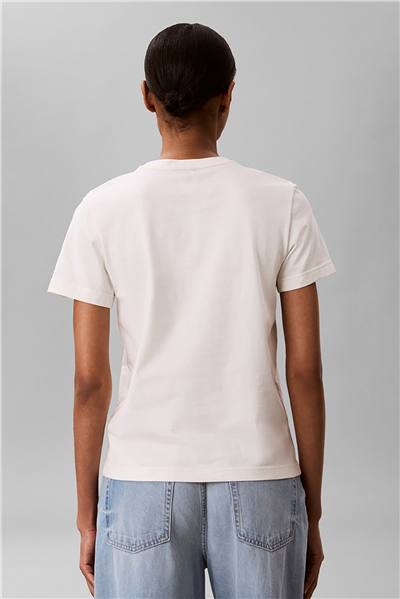 Calvin Klein Ss 20S Jersey Emblem Crew Tee Kadın Bisiklet Yaka T-Shirt Beyaz