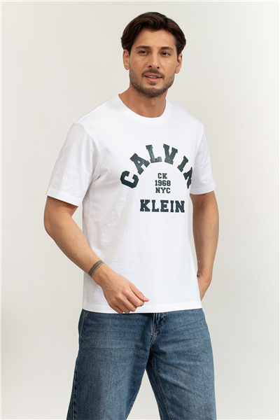Calvin Klein SS 20S LN Calvin College Graphic Erkek Bisiklet Yaka T-Shirt