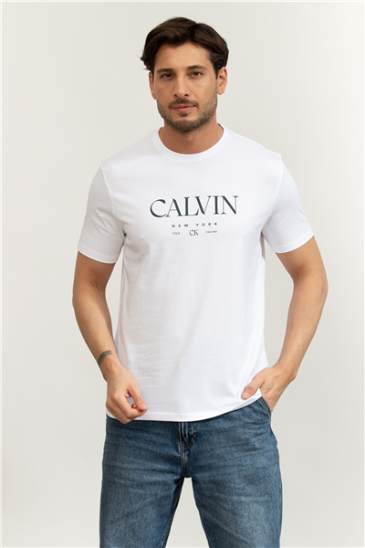 Calvin Klein SS 20S LN Calvin Graphic Tee Erkek Bisiklet Yaka T-Shirt