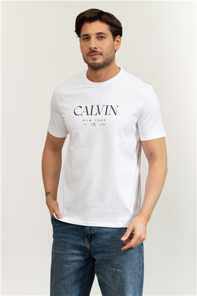 Calvin Klein SS 20S LN Calvin Graphic Tee Erkek Bisiklet Yaka T-Shirt