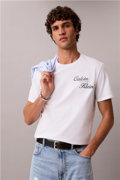 Calvin Klein Ss 30S Eu Calvin Klein Resrt Gra Erkek Bisiklet Yaka T-Shirt Beyaz
