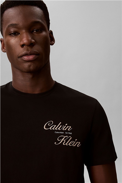Calvin Klein Ss 30S Eu Calvin Klein Resrt Gra Erkek Bisiklet Yaka T-Shirt Siyah